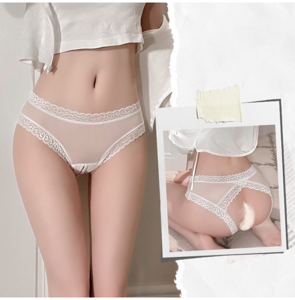 FEE ET MOI - Lace Sheer Open-Crotch Panties (White)